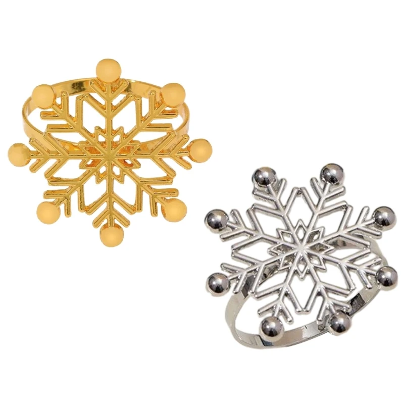 

6 Pack Snowflake Napkin Rings Christmas Serviette Holder Napkin Buckles Serviette Rings Aluminum Material for Napkin