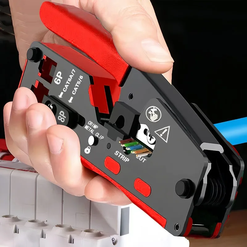 

New NewNetwork Cable Pliers Professional Grade Seven Crystal Head Super Six Network 67 Photovoltaic Special Wiring Crimping Pli