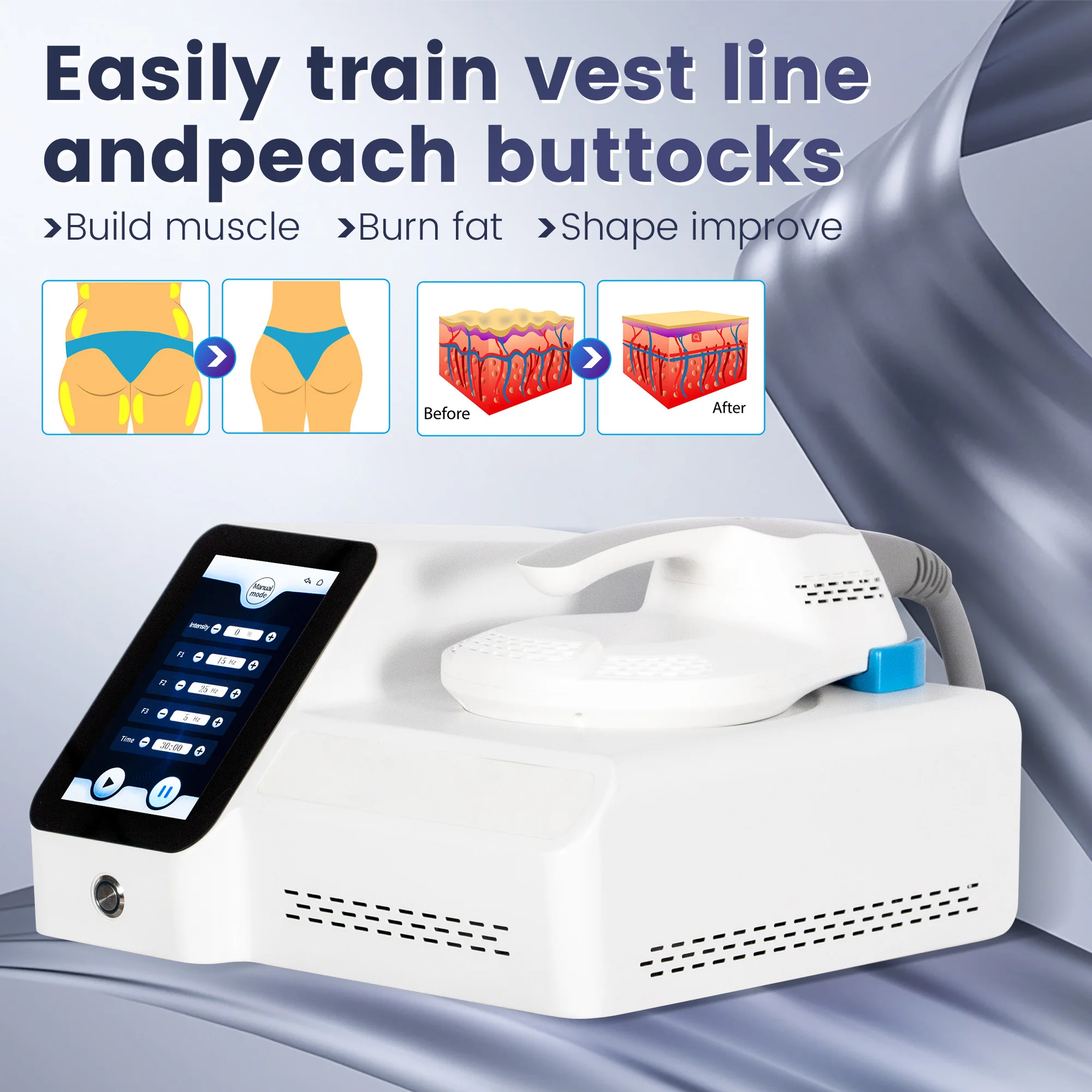

HIEMT 6500W RF 15T 200HZ Body Shaping Machine Muscle Growth Fat Burn High-Intensity Electromagnetic Stimulator.