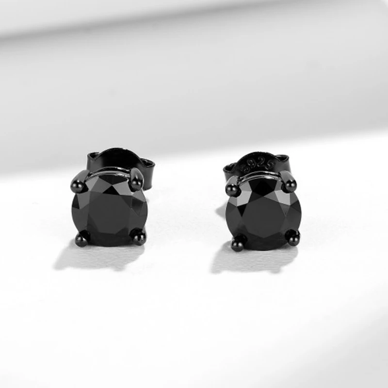 Black Moissanite Earrings 0.5/1 Carat, 925 Silver & 18K Black Gold Plated 4