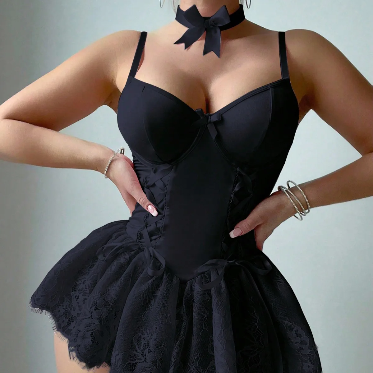 جديد وصول الرجعية الأوروبية والأمريكية نمط الرغبة النقية مثير العميق الخامس الرقبة الدانتيل تقليم المرأة ارتداءها الملابس الداخلية ملابس غريبة #2