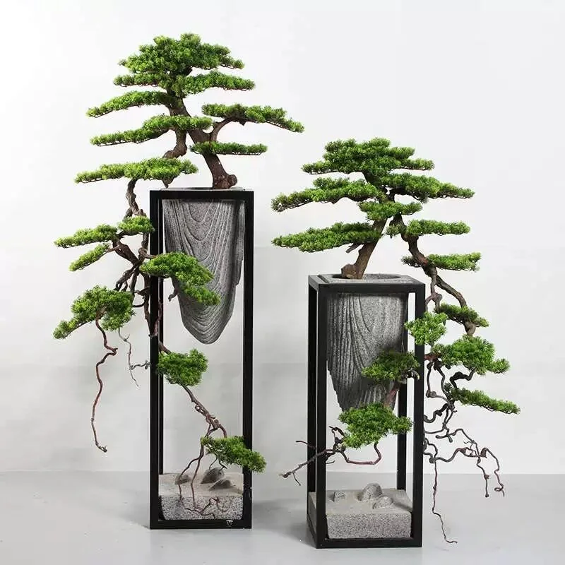 Simulation cliff cypress pine tree welcome pine fake tree bonsai large Luo Hansong lobby sales office hotel entrance decorative