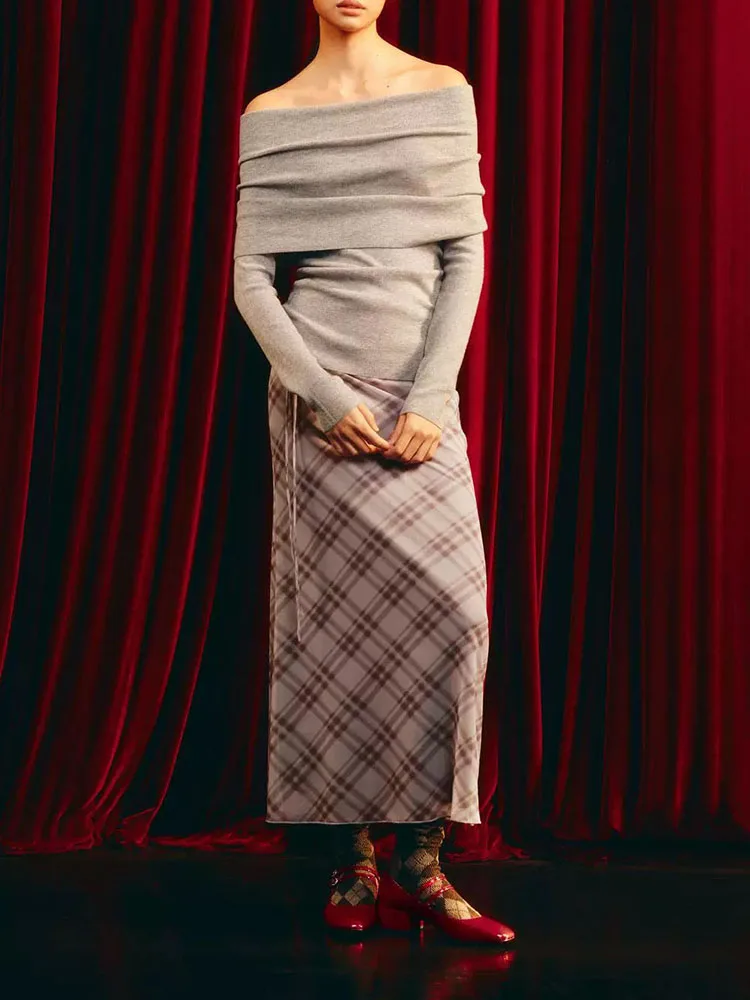 

High-End Spring Collection ZA2026 Faionable Plaid Silk Net Skirt Mid-Waist New Arrival Women's Ethnic Wear Stage Costume