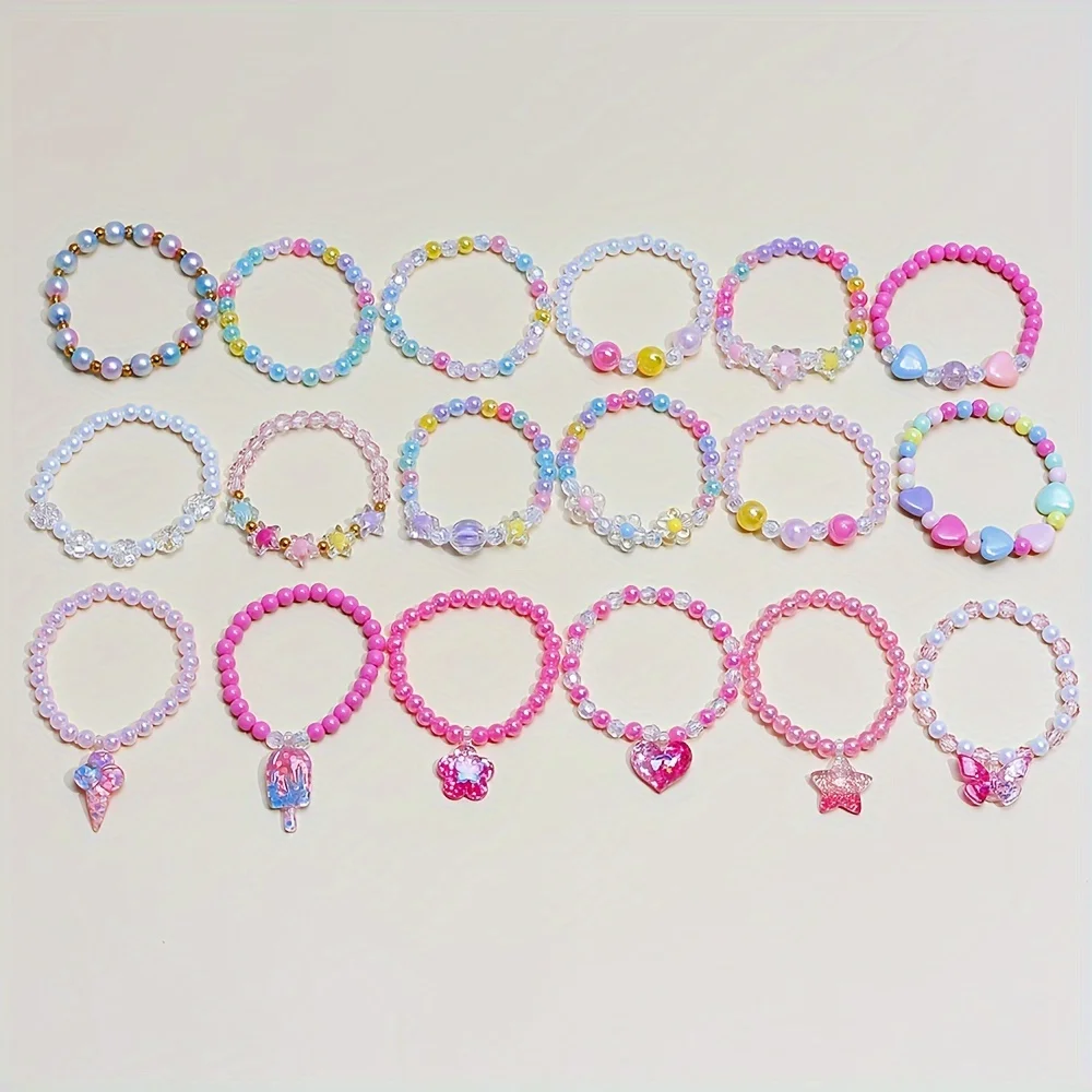 لون عشوائي 10 قطع الفتيات لطيف فراشة زهرة قلادة سوار سحر الحب ستار متعدد الألوان مطرز سوار مناسبة