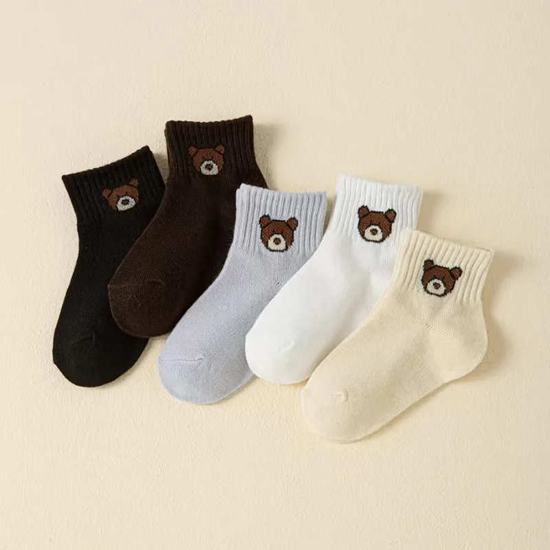 5 Paar Kindersocken mit niedlichem Cartoon-Bärenmuster, für Jungen und Mädchen, bequem für Kleinkinder – Detail 9