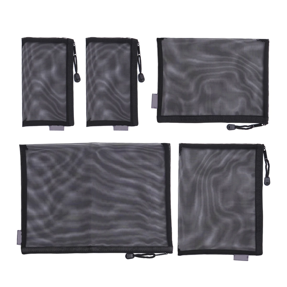 

5pcs Mesh File Bag Set A4 A5 A6 Zippered Stationery Bags Portable Document Bag For Office School Solid