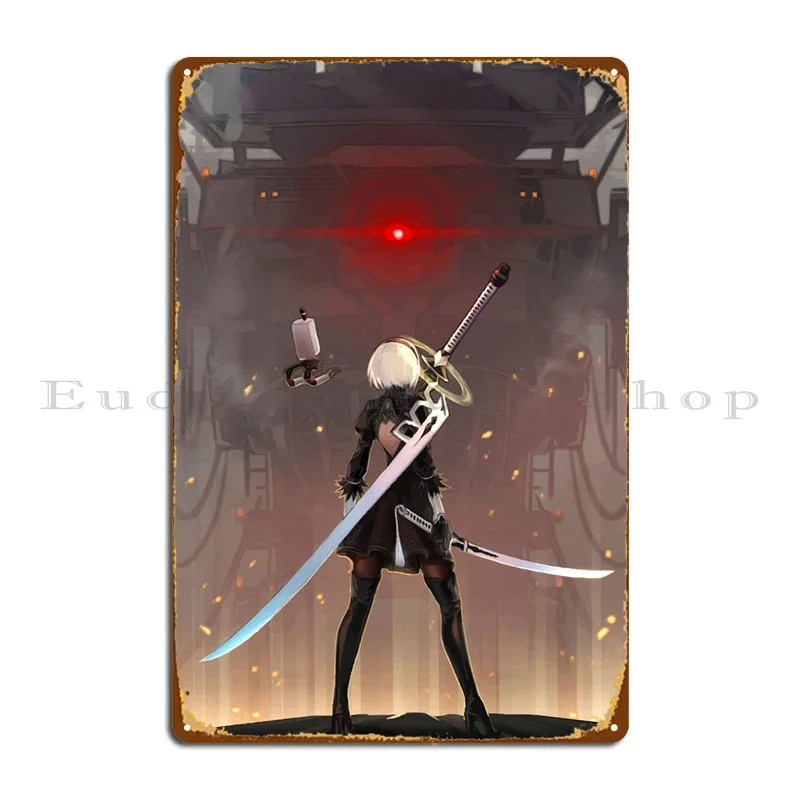 Nier Automata Metal Sign Poster Bar Cinema Printed Funny Wall Cave Tin Sign Poster