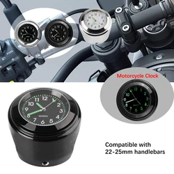 Motorcycle Handlebar Mount Clock 22-25mm Thermometer Temp Gauge Waterproof Luminous Clock Motorcycle Watch Universal