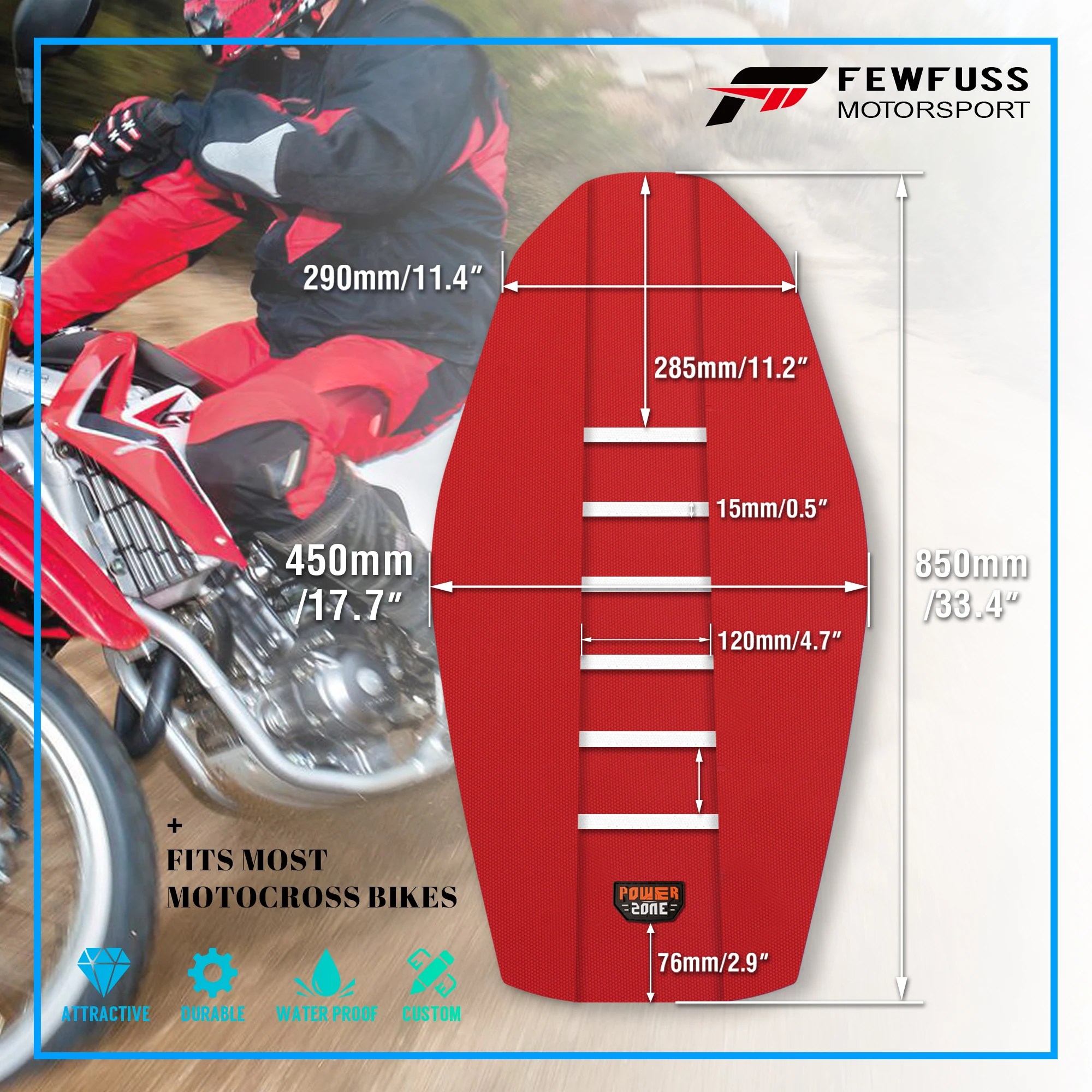 

FEWFUSS Rib Ribbed Gripper Seat Cover in Waterproof Set Protection Antislip Upset Apply to For SXF EXC KXF CRF YZF WR TC TE