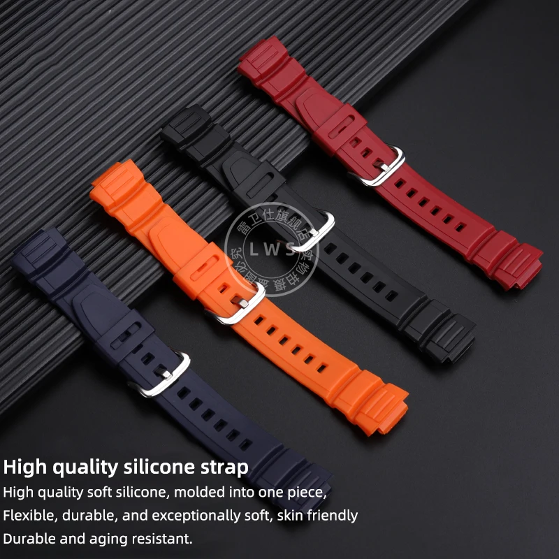 For Casio silicone strap MCW 100H 110H W-S220 AE-2100 watch strap 16mm men's waterproof Bracelet watchband