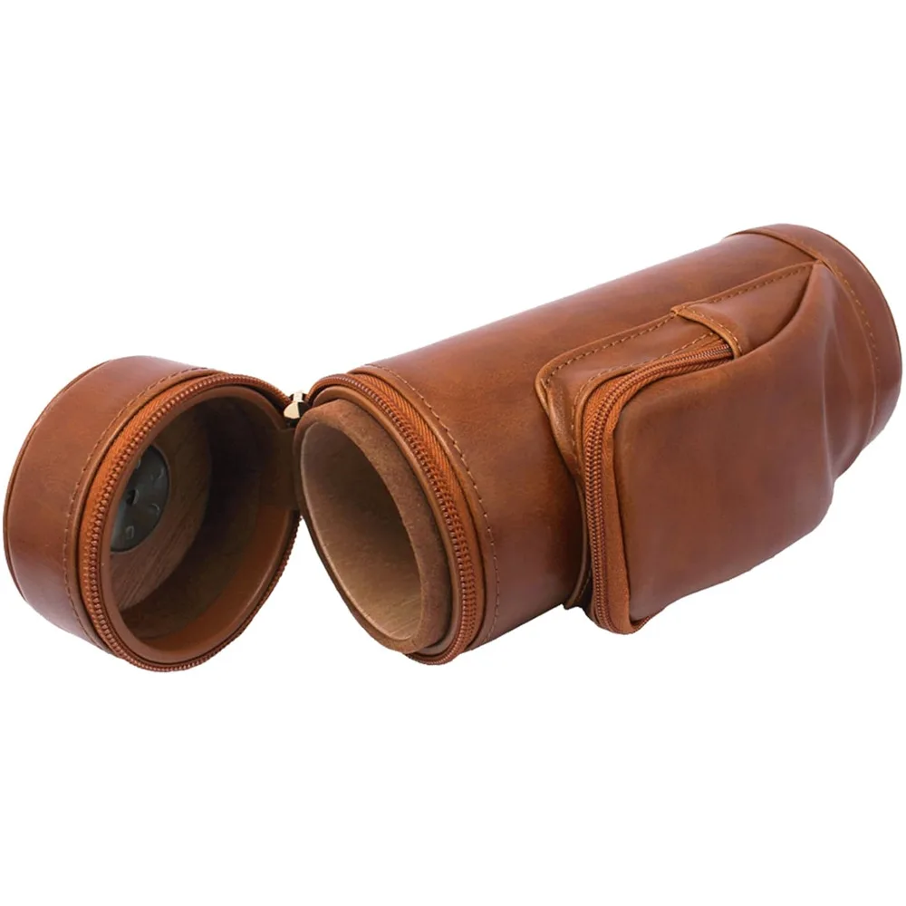 Ultra-convenient humidor, cedar wood lining, pack of 5 cigars, mechanical thermometer, cowhide, stone durable and non-fading view 3