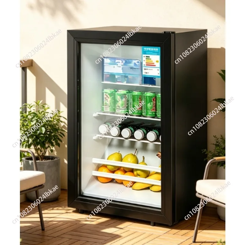 Home mini fridge ice bar - transparent door, silent operation, hotel room fridge,fresh-keeping refrigerator,wine storage freezer