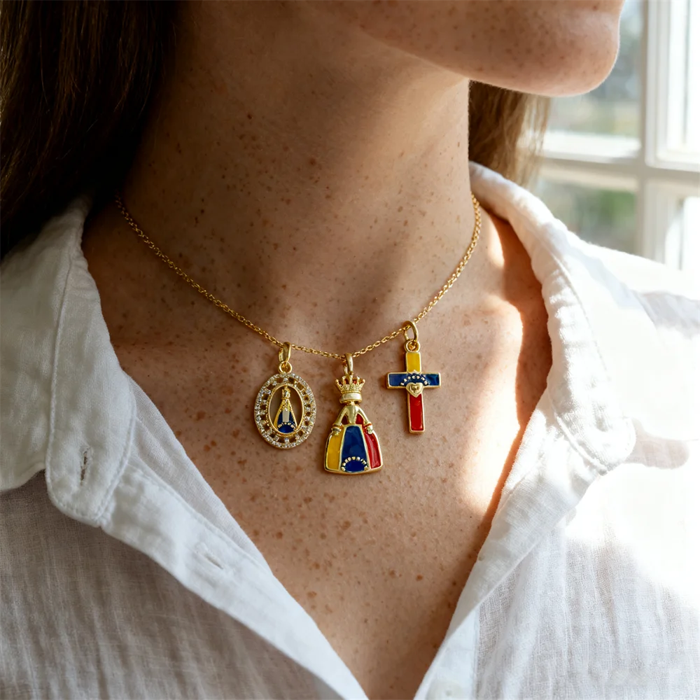 

2Pcs Pendants Brass Cubic Zirconia Enamel DIY Jewelry Charms Colorful Enamel Cross Dress Shapes for Women Men Jewelry Making