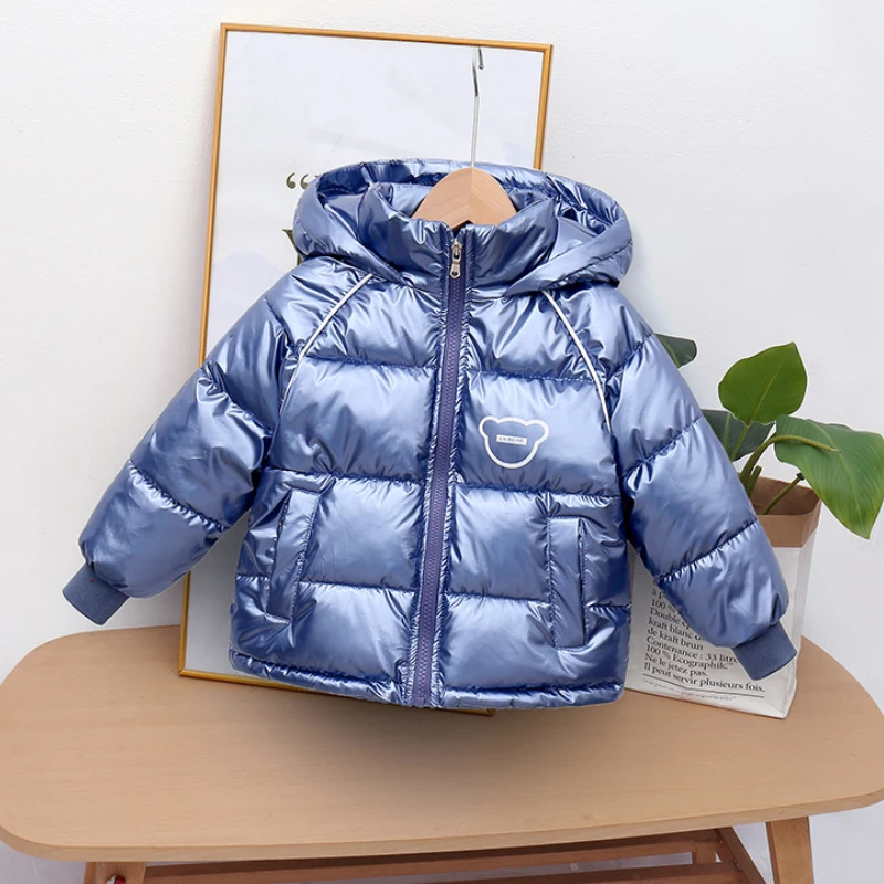 Winter down jacket coat boys girls hooded plus velvet warm jackets 2-7 years old weatherproof Korean fashion children\'s clothing