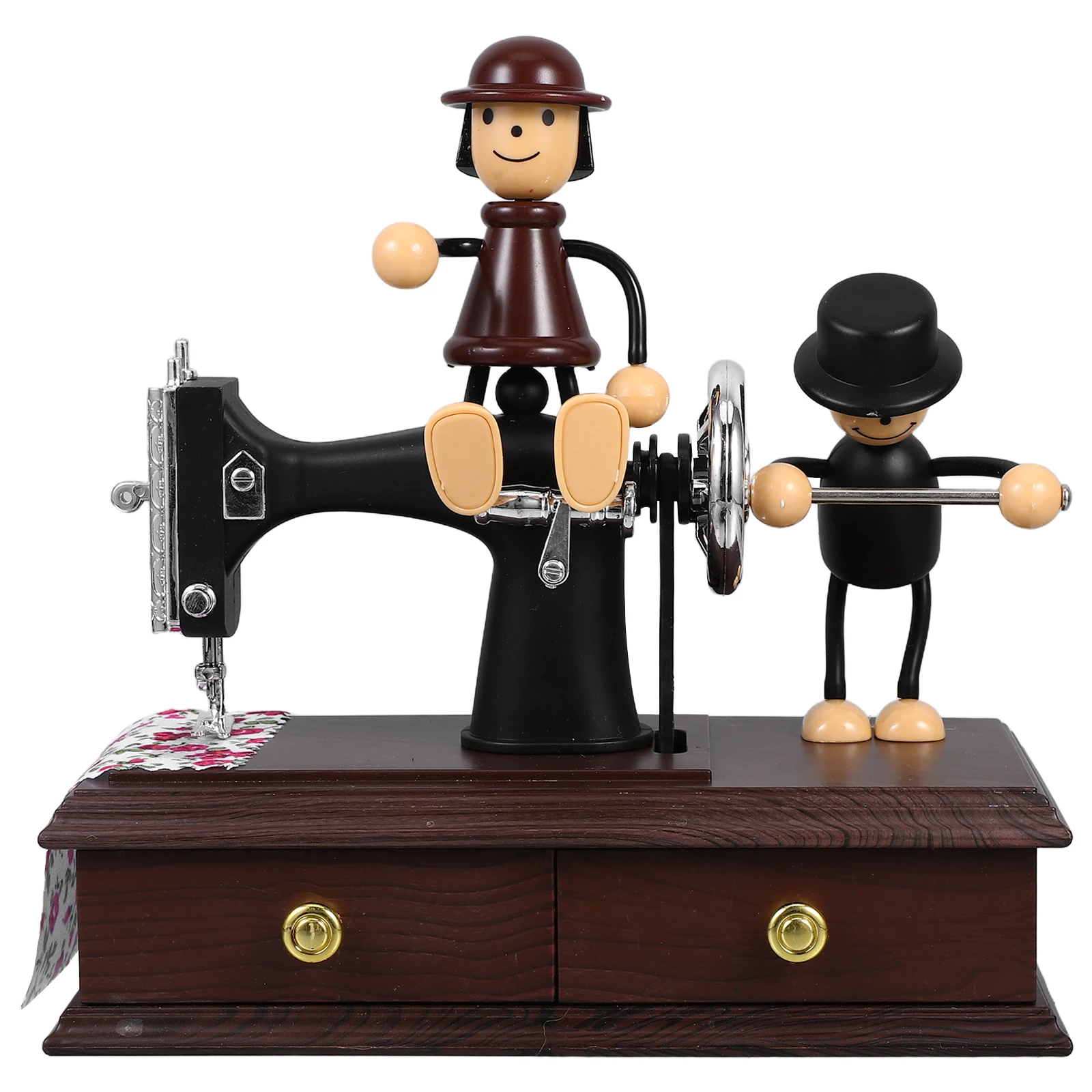 

Creative Sewing Machine Music Box Retro Design Desktop Ornament Mini Musical Box Vintage Instrument Decorative Gift For
