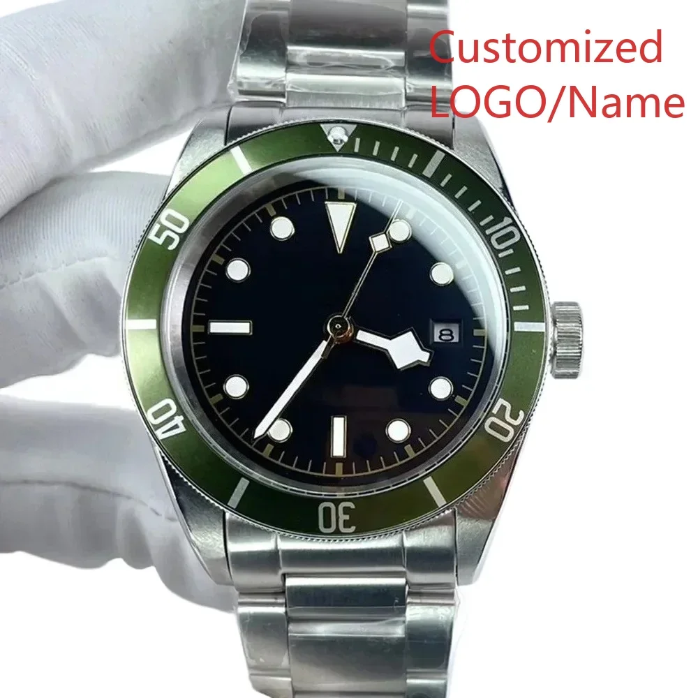 Роскошные автоматические механические часы для мужчин, браслет из нержавеющей стали, черный керамический безель, наручные часы по индивидуальному заказу