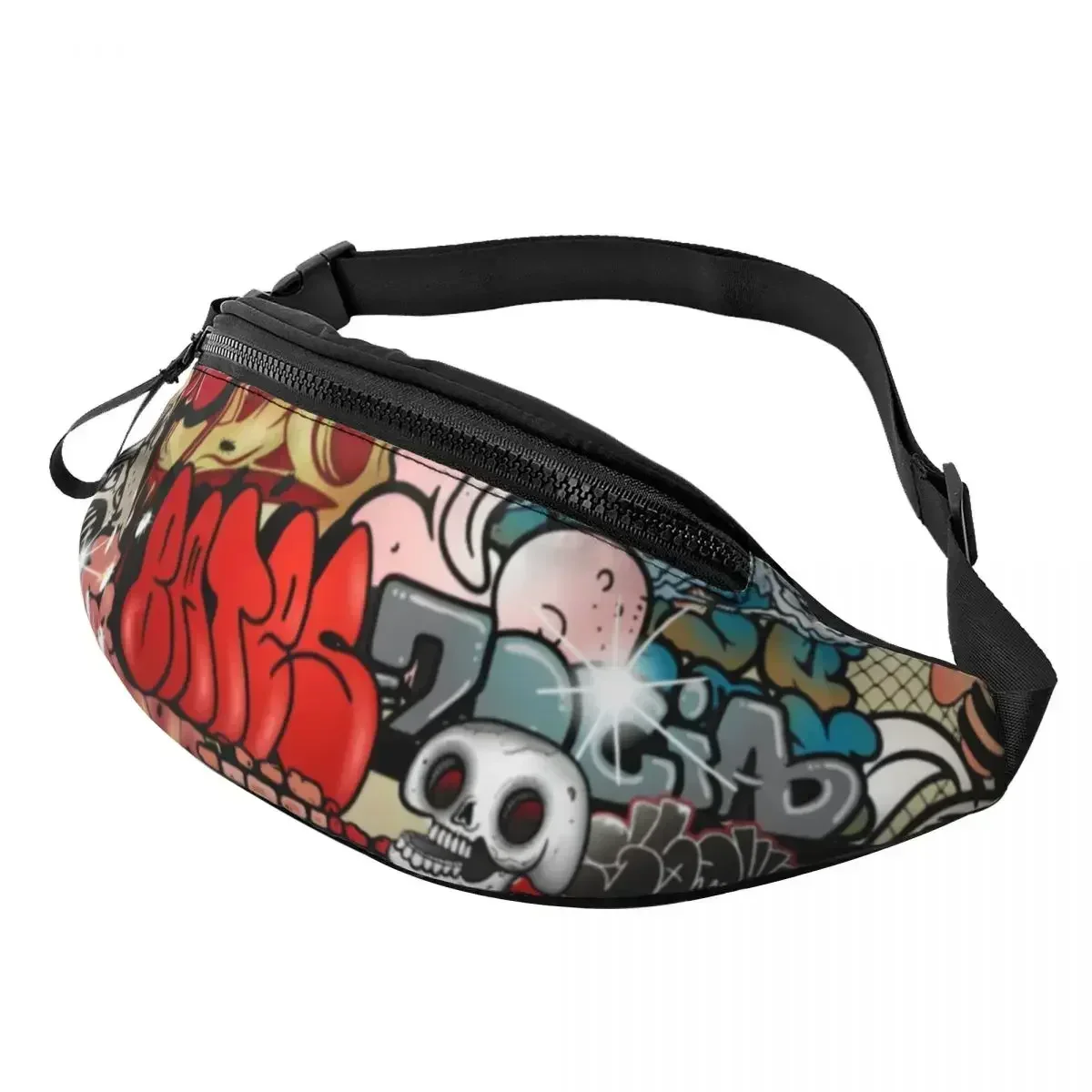 

Word Art Pattern Waist Bag Street Graffiti Art Fishing Men Waist Pack Polyester Print Bag