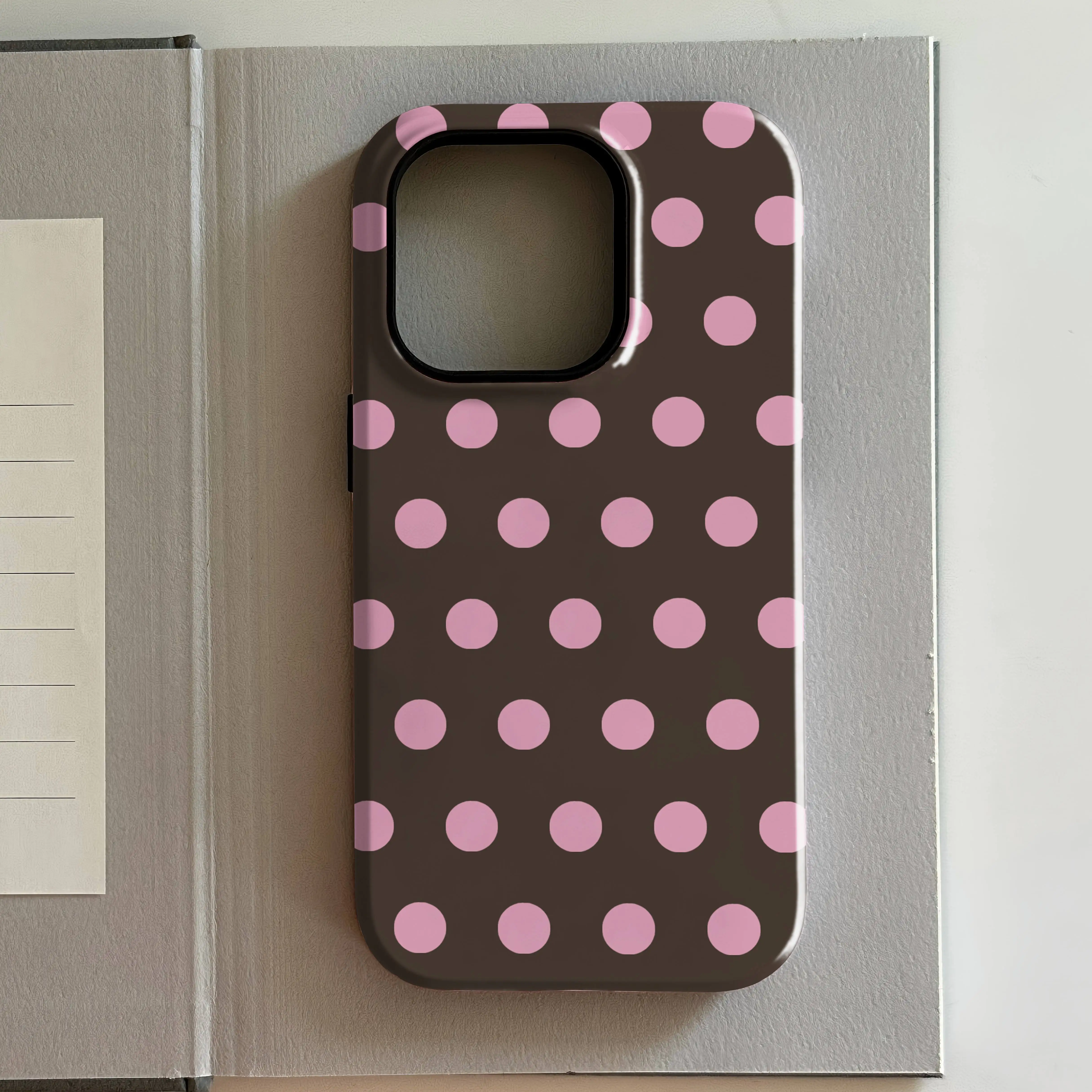 Luxo ins chocolate polka caso de telefone para iphone 17 16 15 14 13 12 11 xs xr xsmax 7 8 air pro max plus capa traseira dupla camada