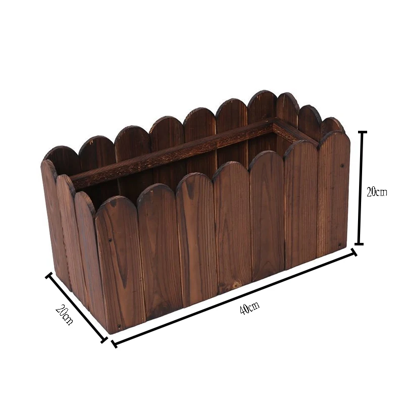 Anticorrosive Wooden Flower Box Rectangular Flower Pot Balcony Vegetable Pot Carbonized Solid Wood Planting Box Flower Groove