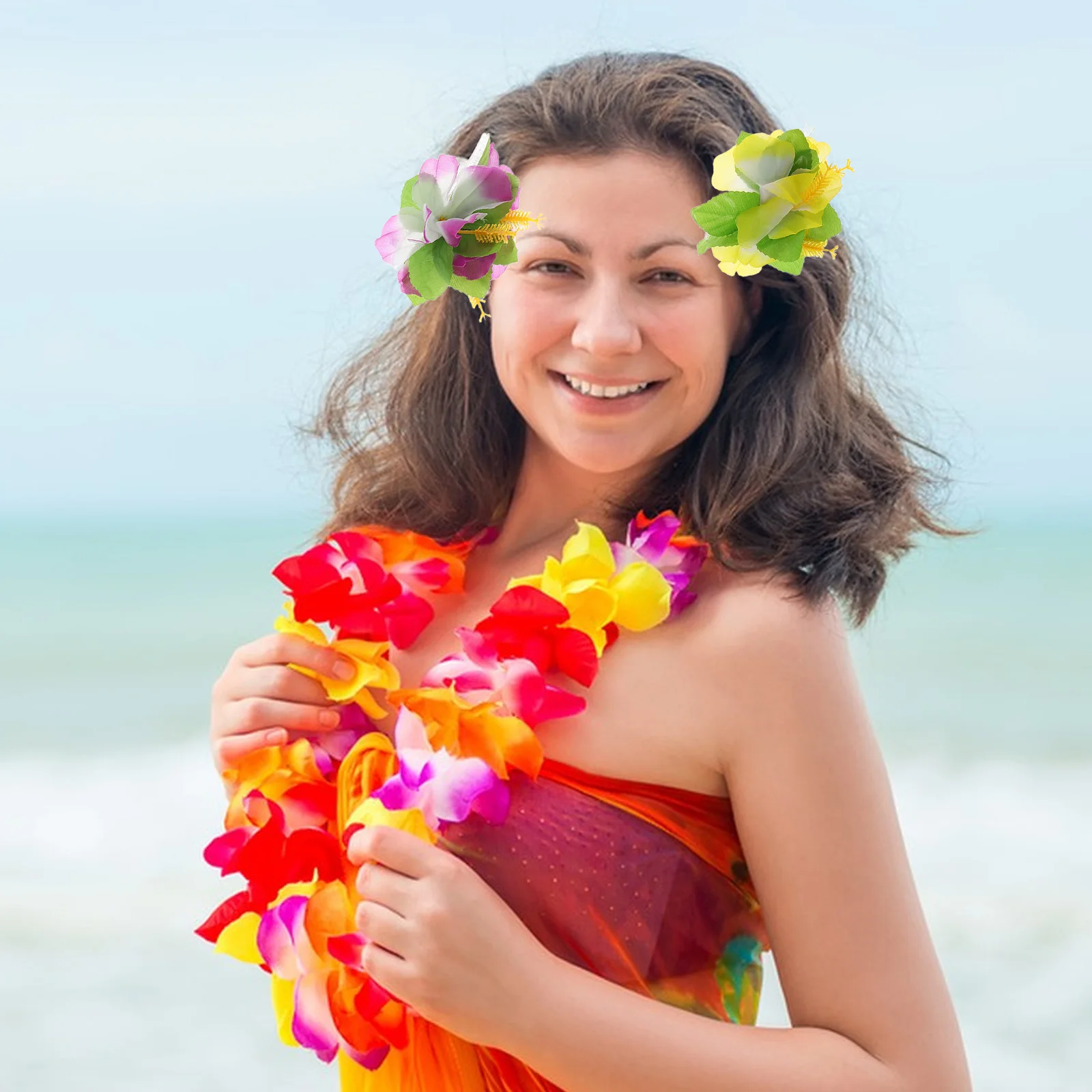 

8pcs Hawaiian Flower Hair Clip for Girl Bridal Wedding Beach Party Accessories Sweet Hawaiian Hair Clip Design