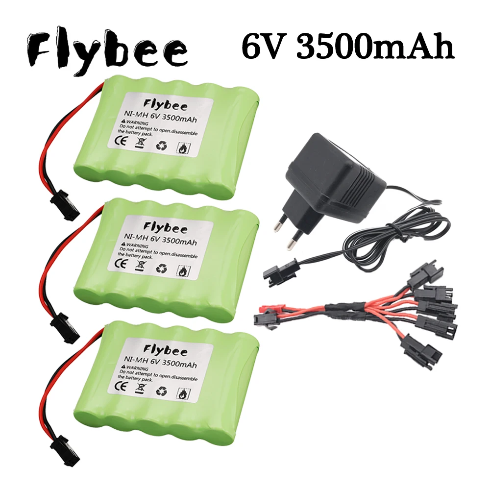 ( SM plug ) 6V 3500mAh NIMH Battery / 6V Charger For RC Electric Toys Cars Boats Robots Trucks Tanks Gun 6V Rechargeable Battery