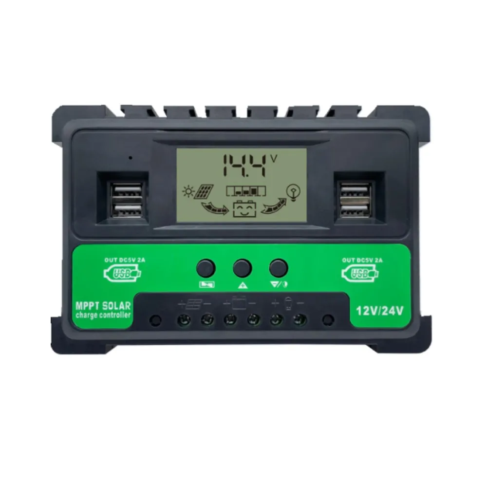 

With four USB12V24V solar controllers with current display 30A40A50A photovoltaic power generation controller