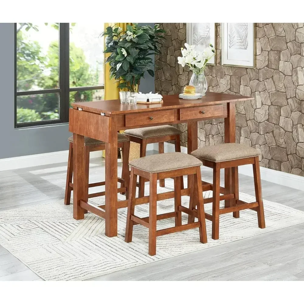 Set of 2 24-Inch Brown Upholstered Counter Height Bar Stools for Kitchen view 6