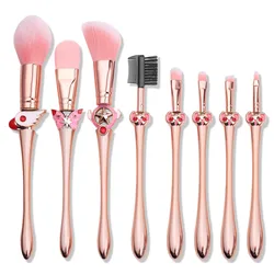 Kawai Gift Sailor Moon Makeup Brushes Card Captor Sakura Foundation Powder Blush Eyelash Lip Makeup Brush Cosmetic Tool Kit