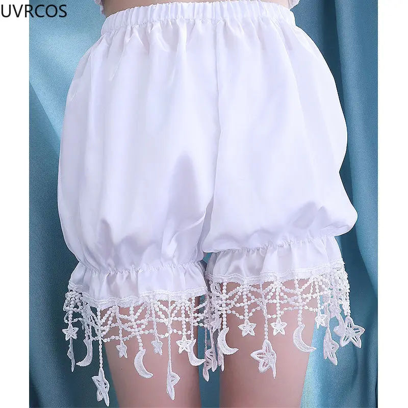 Summer Lolita Safety Short Pants Women's Cute Elastic Waist Kawaii Star Tassel Princess Bloomers Girly Victorian Pumpkin Shorts