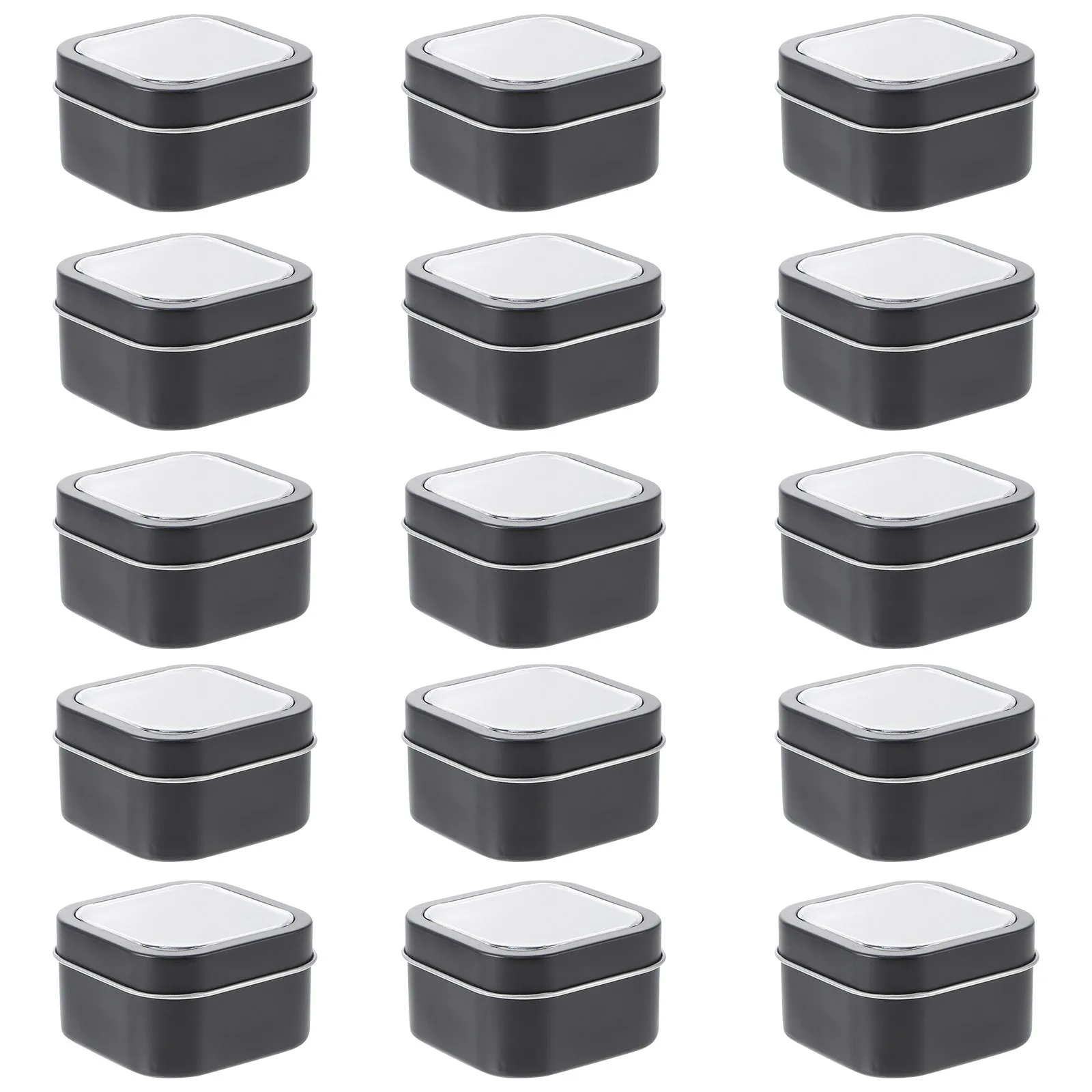 

15Pcs Gift Packaging Boxes Square Metal Tin Containers Clear Lid 4 Oz Storage Cans for Making DIY Cosmetics Box