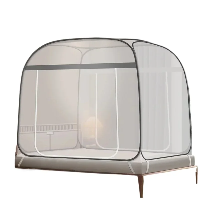 Single and double size portable suspended polyester mesh bed mosquito net thickened encryption folding