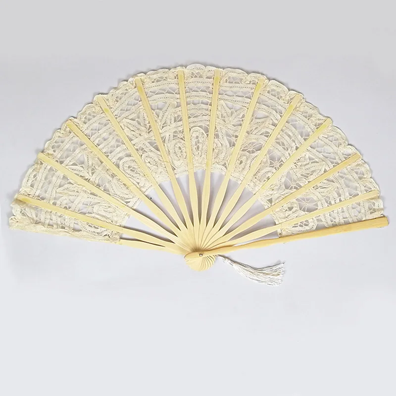 Chinese Folding Fans Vintage Bamboo Hand Fan Lace Silk Folding Hand Held Solid Fan Dance Wedding Party Decor Home Ornaments Gift