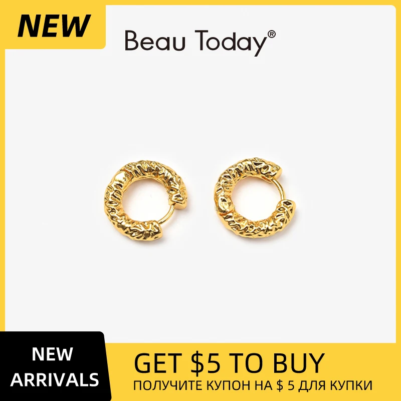 BEAUTODAY Simple Gold Color Hoop Earrings for Women Vintage Circle Round Minimalist Earrings Party C-shape Jewelry Gifts 93506