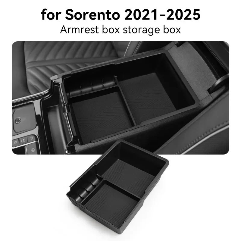Armrest Storage Box Tray Center Console Organizer for Kia Sorento 2021-2025 with Non-Slip Mats Custom-Fit ABS Insert Car Auto