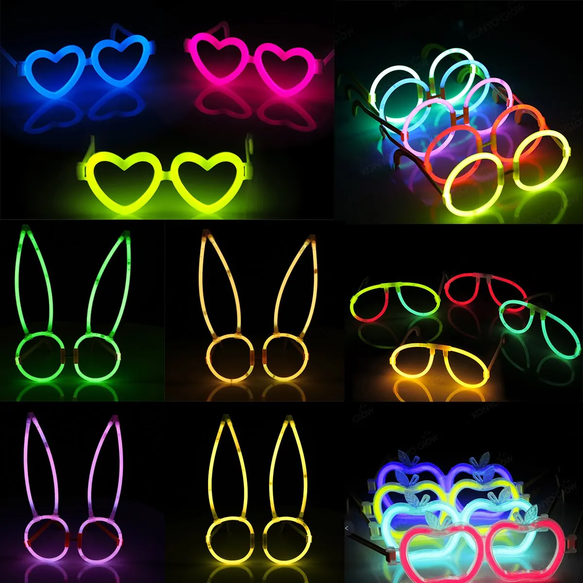 Two Sets Of 10 Glasses Five Different Styles Of Random Fluorescent Color Love Rabbit Apple Halloween Party Nightclub Glasses