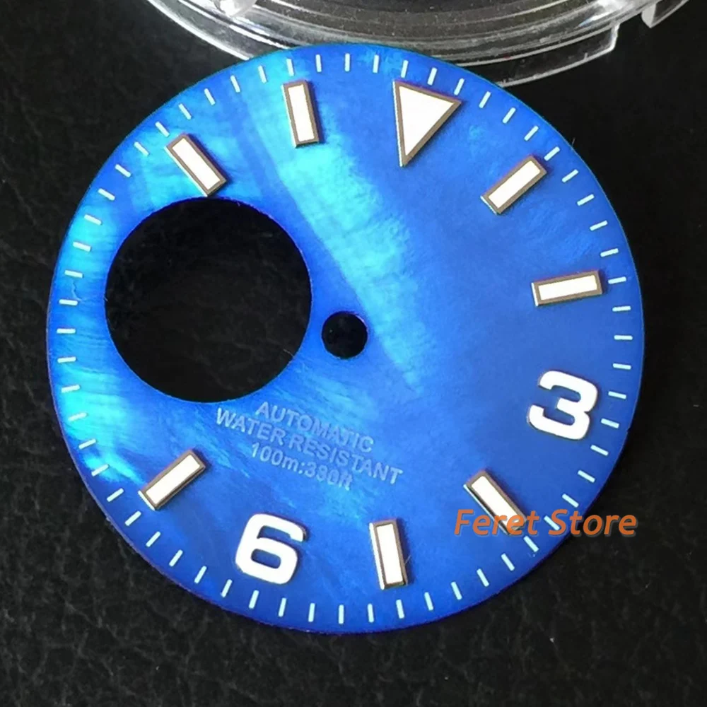 BLIGER New 29MM Dial Black Orange White Green Shell pattern Luminous watch dial NH38 Hollow Watch Dial fit NH38A Watch Parts