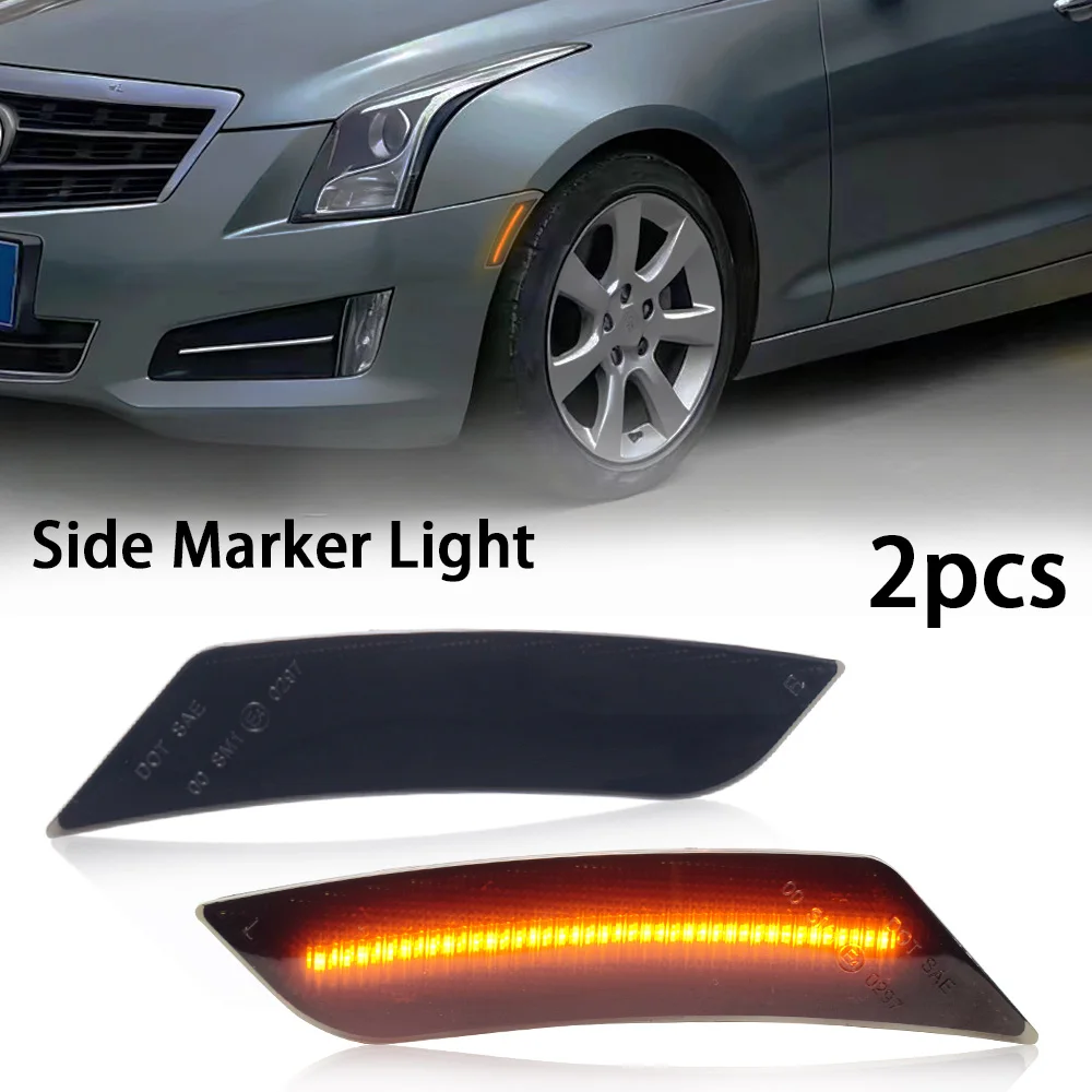 2 uds para Cadillac ATS 2013-2014 XT5 2017-2024 Chevy Blazer 2019-2024 lente ahumada ámbar LED luz de posición lateral del parachoques delantero