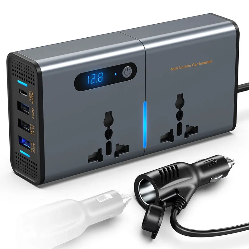 

Outdoor camping 200W 12V 220V socket Universal PD fast charging USB charger adapter Car inverter