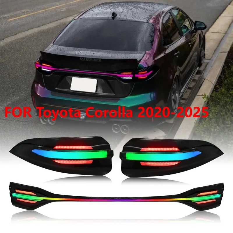 

Светодиодные задние фонари RGB для Toyota Corolla 2020-2025, задние фонари багажника Plug and Play с последовательным указателем поворота