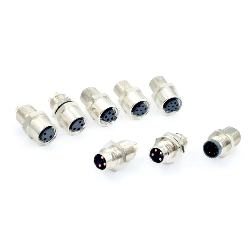 M8 3Pin 4Pin Panel Type Flange Socket Wire Waterproof 5/6/8Pin Panel Front /Rear Male Female Sensor Soldering Connector w Cable