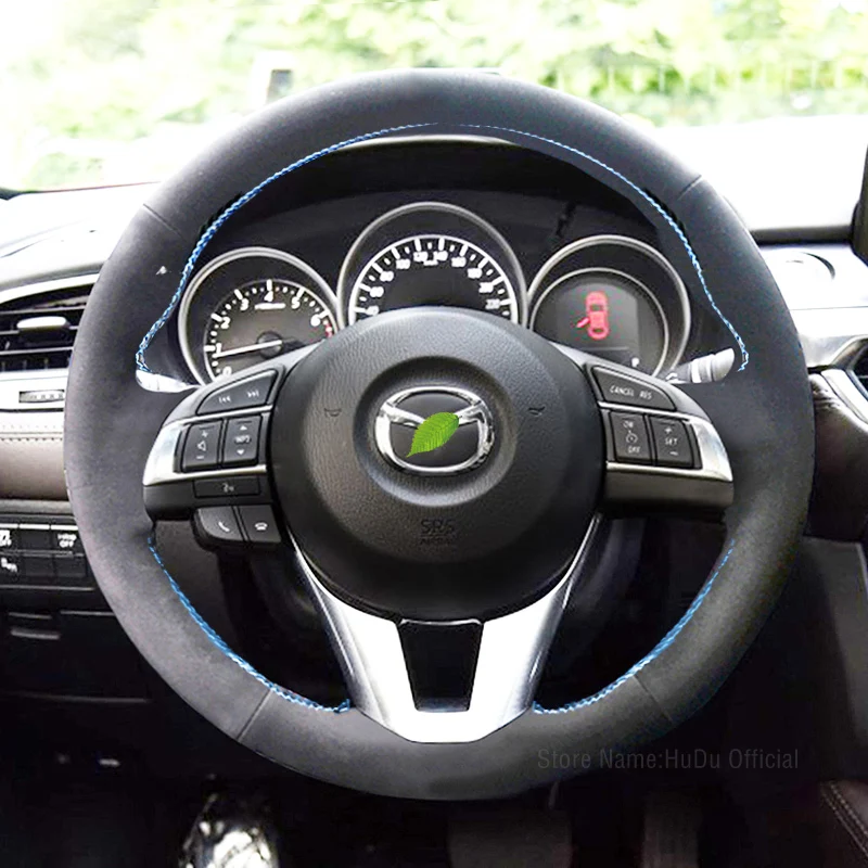 

DIY Alcantara Suede leather car steering wheel cover for Mazda 3 CX-4 CX-5 cx-3 cx-8 Premacy Atenza hand-stitched Auto Interior