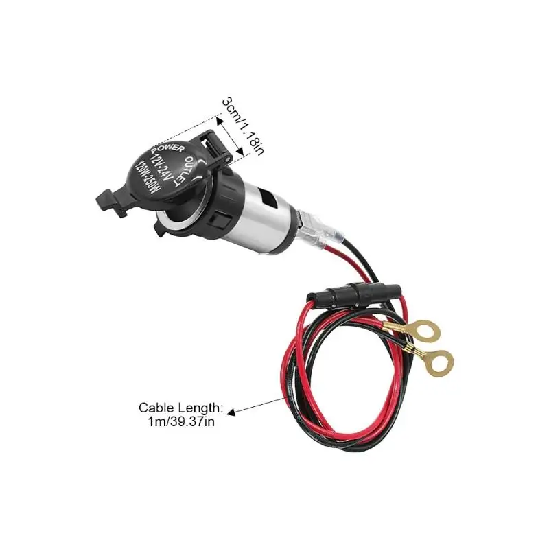 12V Car Cigarette Lighter Socket Adapter Compact Size Outlet Plug for Truck Boat Motorcycle Space Saving Design