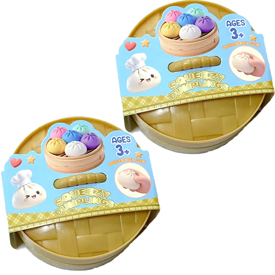Bunte Glitzer-Dumplings in 6 Stilen mit Box – Sensorisches Quetschspielzeug zur Stresslinderung