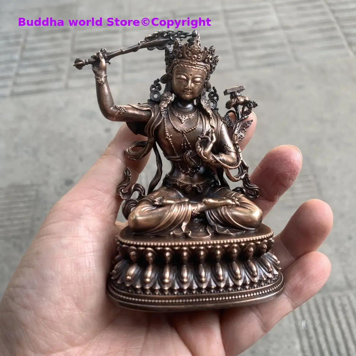 Special offer Exquisite copper carving Buddha Six armed Wisdom Bodhisattva Buddha statue Buddhist altar tibetan family worship