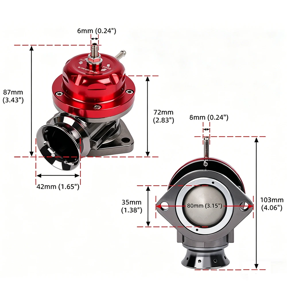 Aluminum Turbo Blow Off Valve Kit for Type-RS Style Dump Pipe Flange Universal Car Adjustable 25psi BOV Turbo Accessories