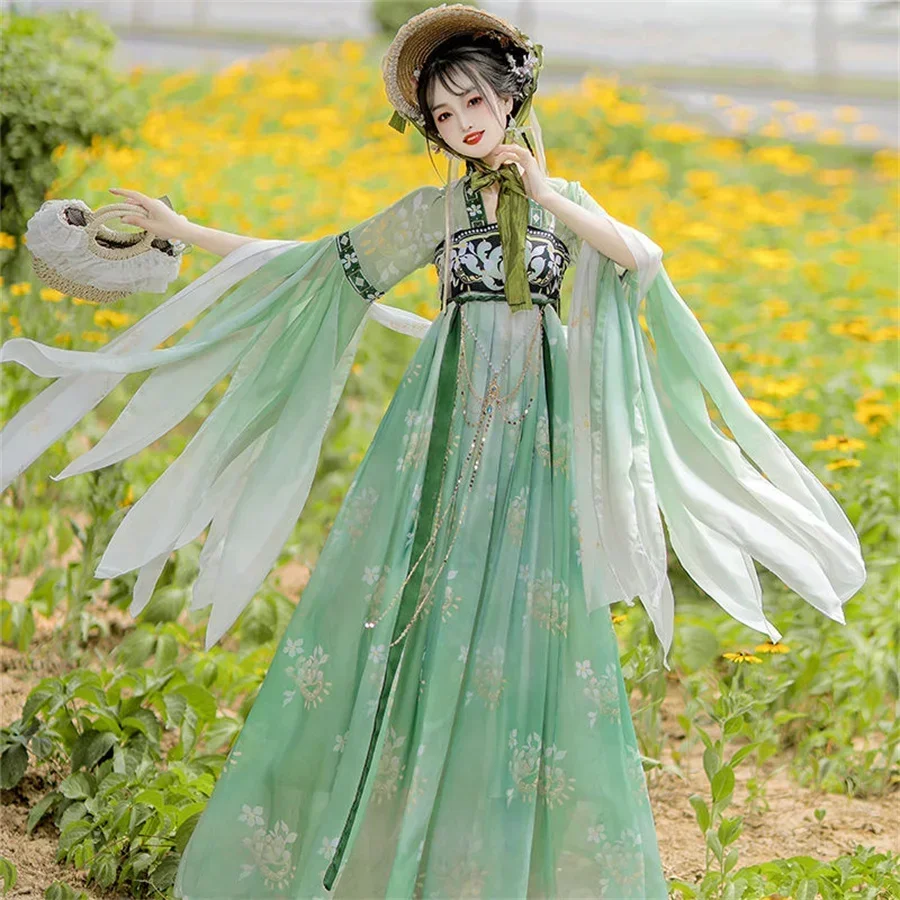 

Hanfu Dress Women Chinese Ancient Traditional Hanfu Carnival Princess Cosplay Costume Stage Hanfu green&pink Dance Dress