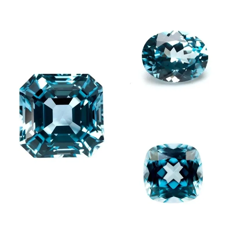 Lab Grown Sapphire Aquamarine Color Oval Cut Gemstone VVS1 for Charms Jewelry Making Certificate Multiple Shapes Selectable view 3