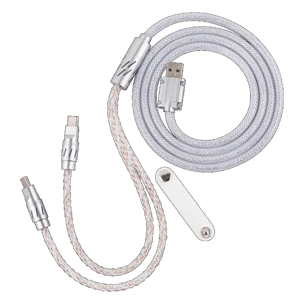 Gloss Dual-Device 2-in-1 Cable 1.5m Braided Cable with RGB Gradient Light for Gaming Keyboard & Mouse