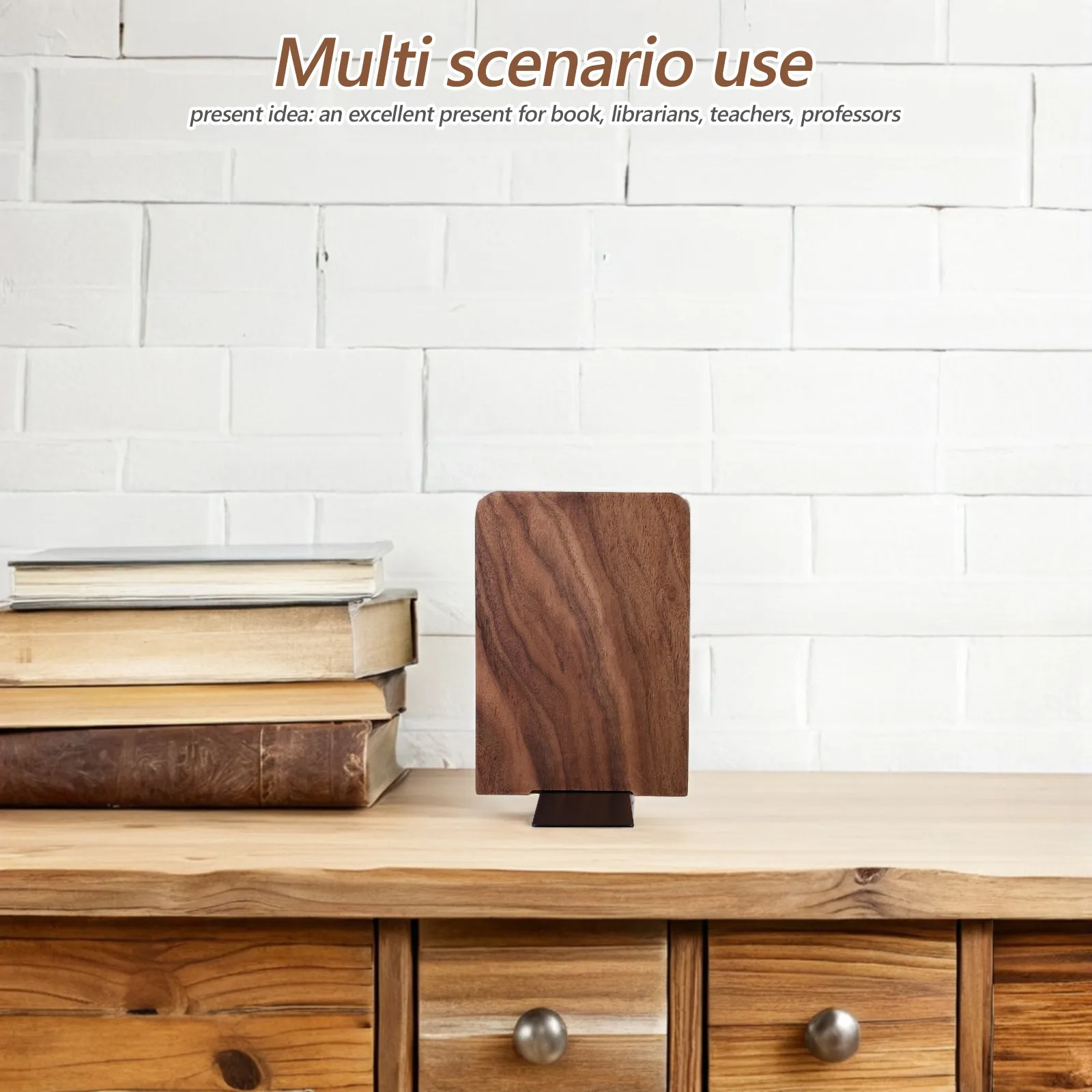 Wood Book Ends Heavy Duty Beech Wood Desk Organizer Vertical Bookshelf Holder Non Slip Bookend Support for Magazines Movies