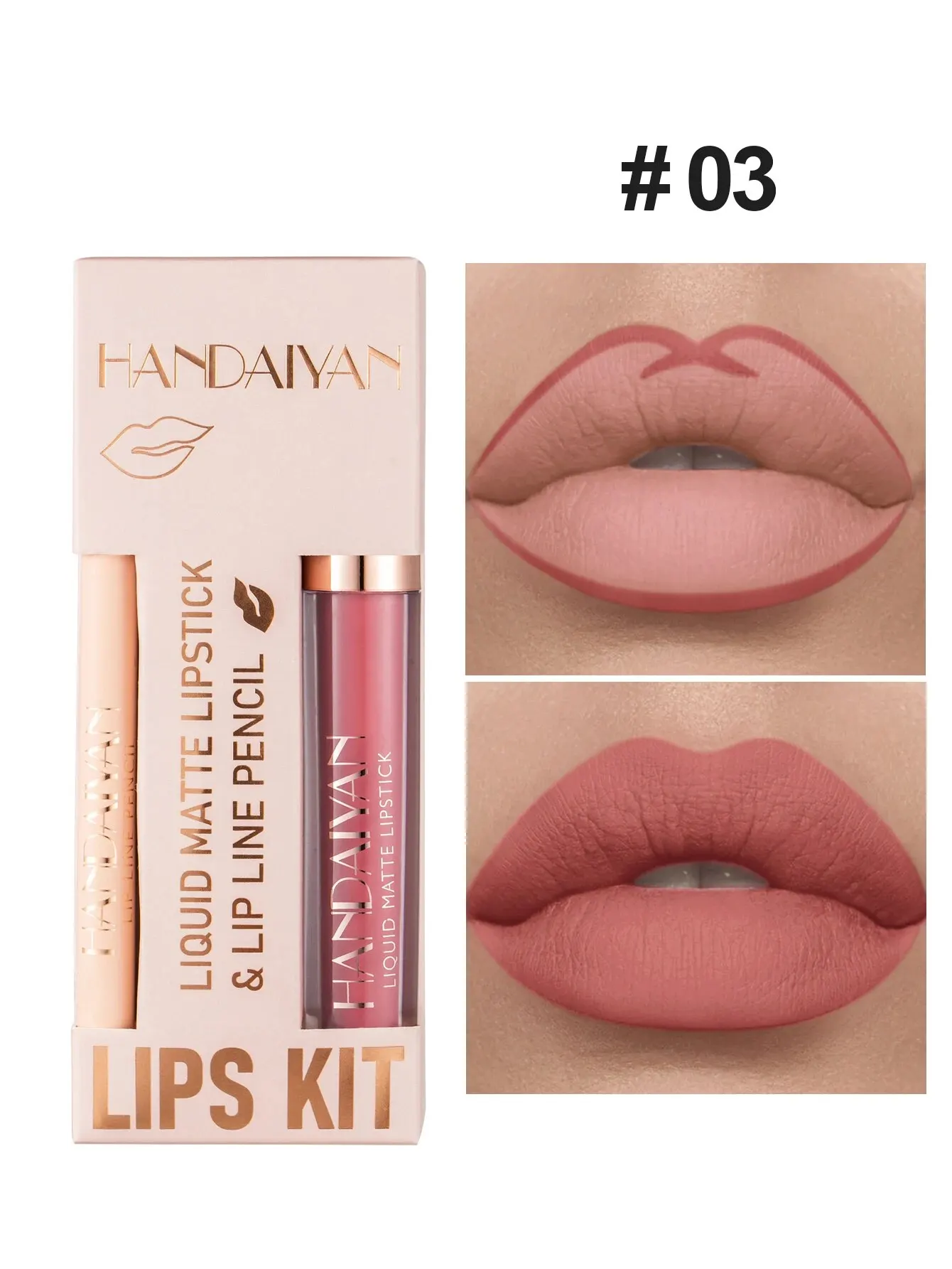 Handaiyan Lipliner Lipgloss Set Matte Vloeibare Lippenstift Langdurige Antiaanbakbeker Niet Vervagen Waterdichte Nude Cosmetica